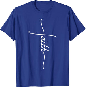Faith Christian Cross Jesus Catholic Religion God Faith Gift T-Shirt - T-Shirt | Royal