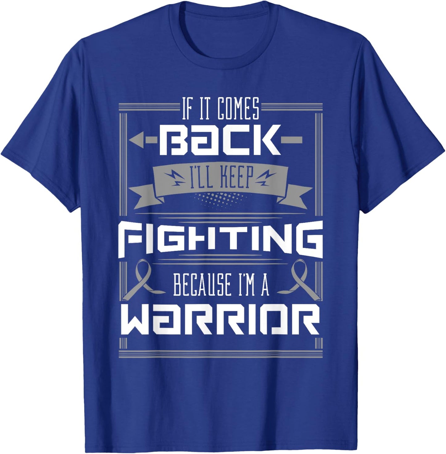Brain Cancer Awareness Tumor Patient Survivor Gray Ribbon T-Shirt - T-Shirt | Royal