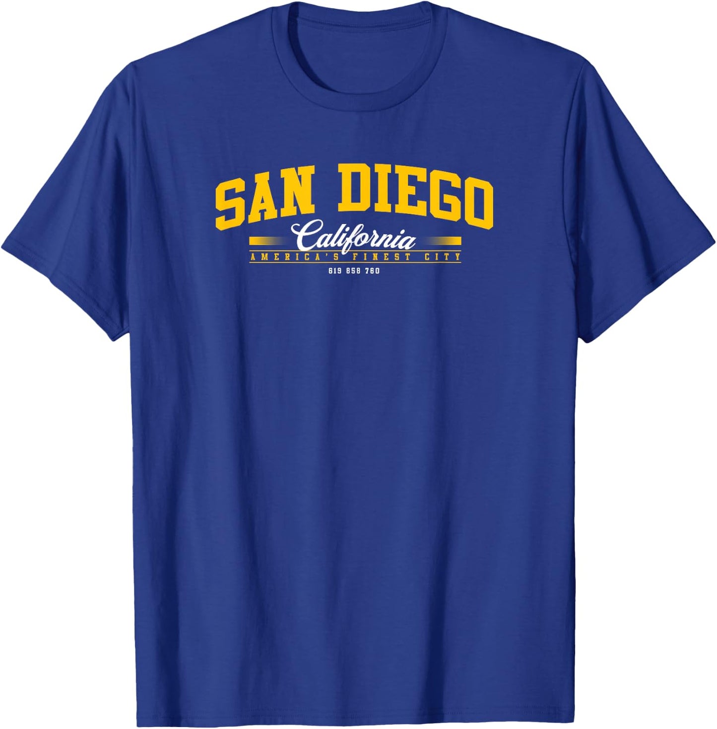 San Diego California America's Finest City 619 858 760 T-Shirt - T-Shirt | Royal