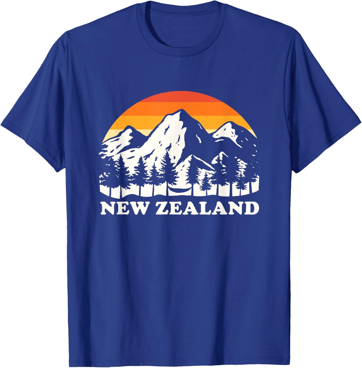 Retro Hiking Mountains New Zealand T-Shirt - T-Shirt | Royal