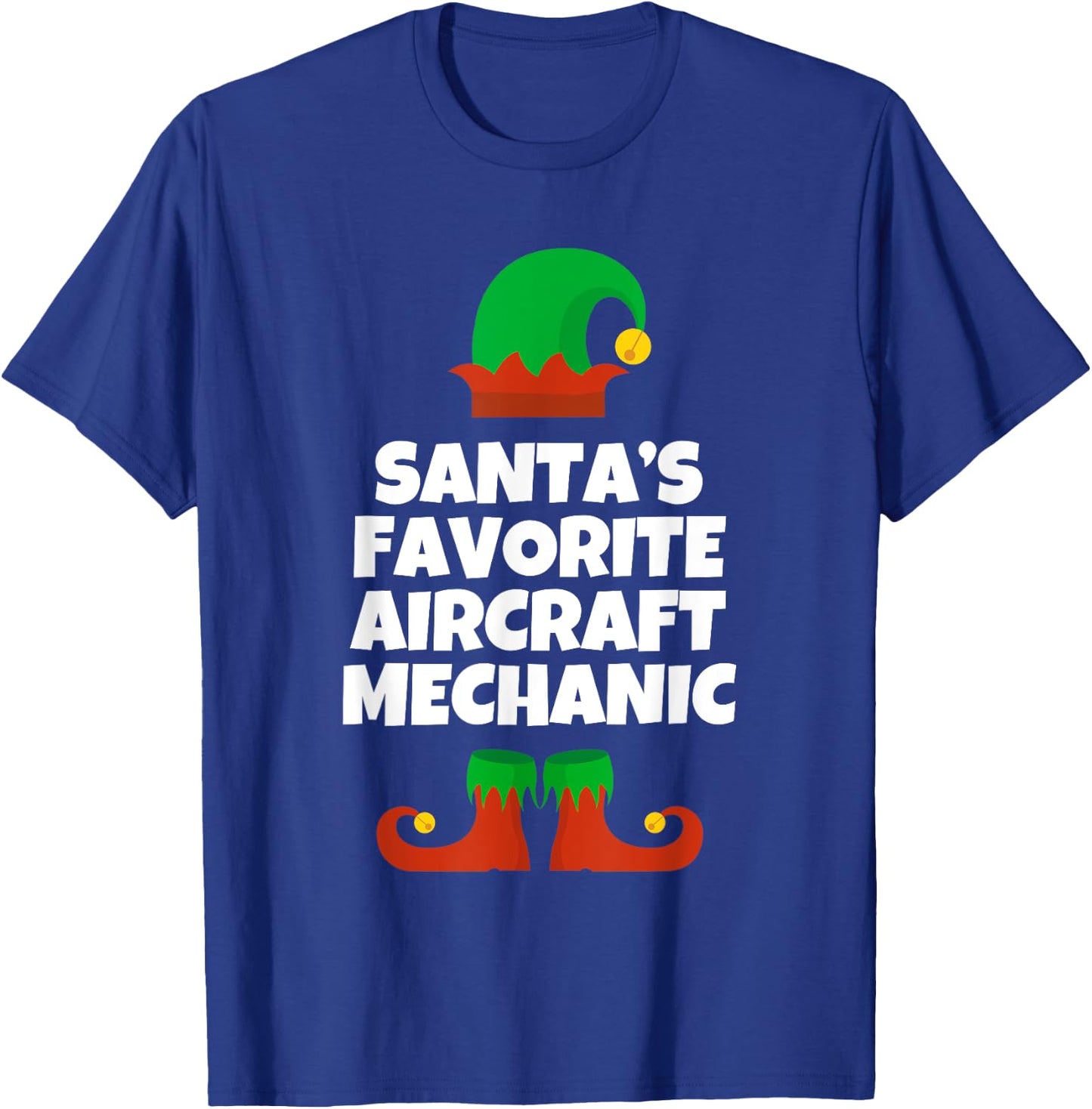 Santas Favorite Aircraft Mechanic Hat Christmas Funny Pj T-Shirt - T-Shirt | Royal