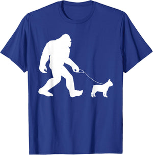 Fun Bigfoot Sasquatch Walking French Bulldog Gag Gift T-Shirt - T-Shirt | Royal