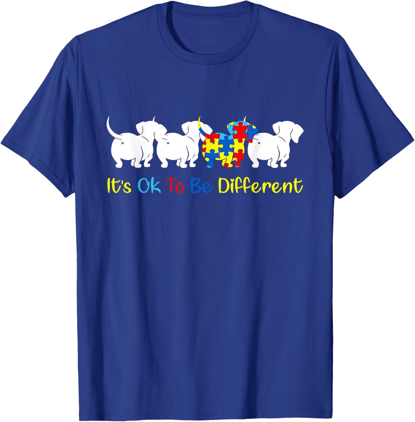 Dachshund It's Ok To Be Different Autism Awareness Kids T-Shirt - T-Shirt | Royal