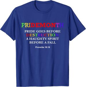 Pride Month Pridemonth Proverbs 16:18 Bible Verse Parade T-Shirt - T-Shirt | Royal