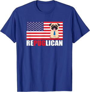 Repuglican Funny Trump Supporter Pro-Trump Pug Owner Gift T-Shirt - T-Shirt | Royal