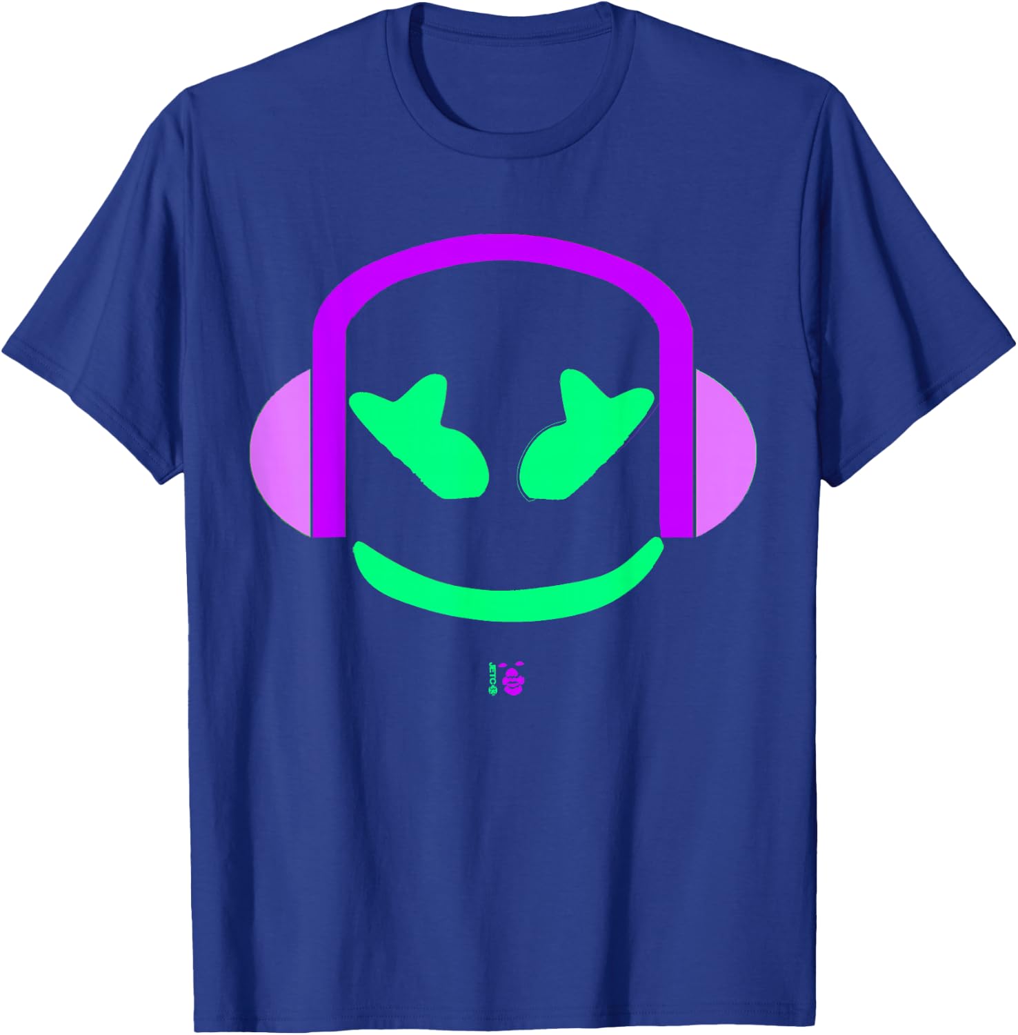 Marshmallow Purple Angry Face Headphones T-Shirt - T-Shirt | Royal