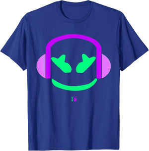 Marshmallow Purple Angry Face Headphones T-Shirt - T-Shirt | Royal