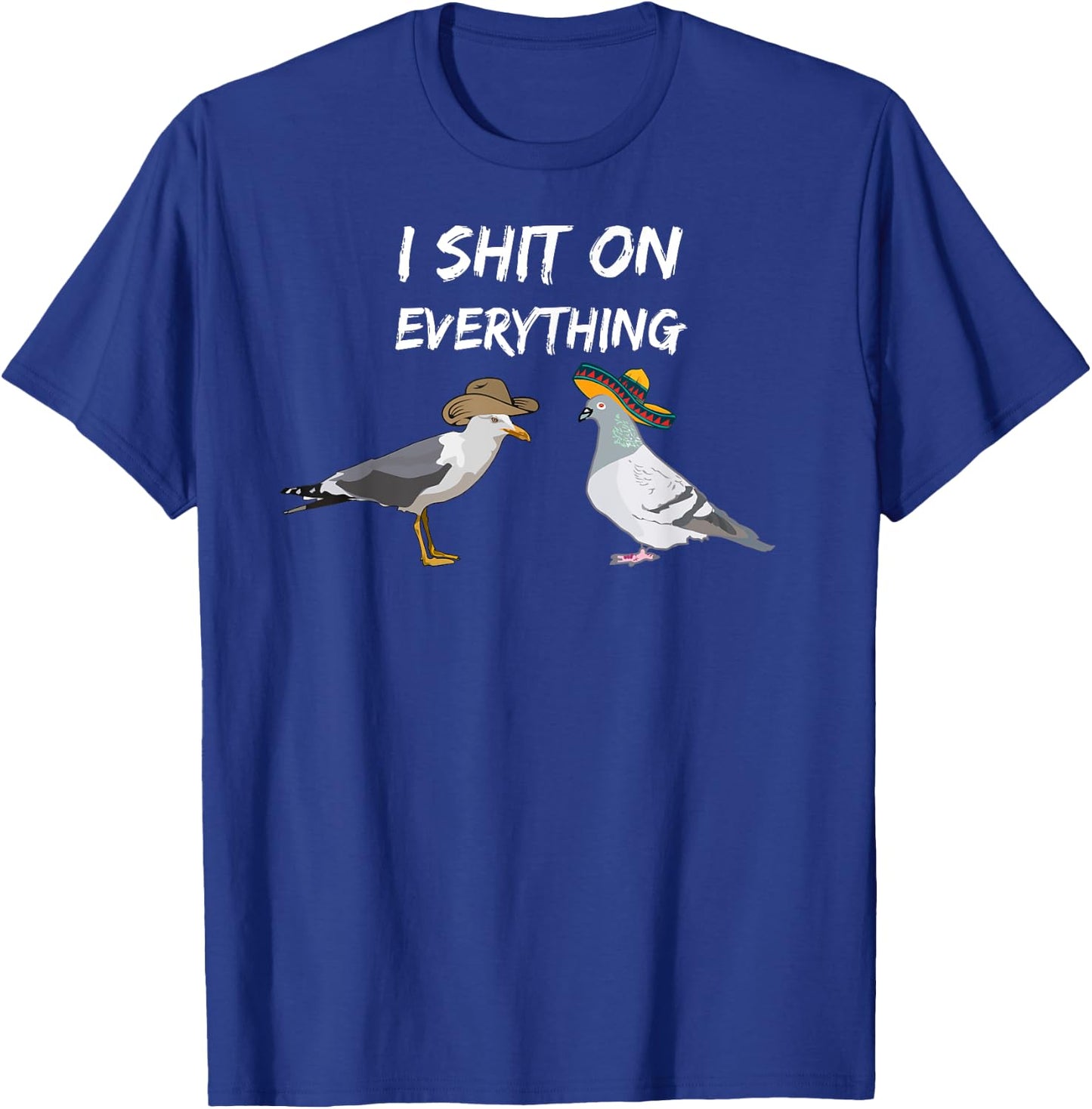 Funny Pigeon birds with sombrero and Seagull cowboy hat fun T-Shirt - T-Shirt | Royal