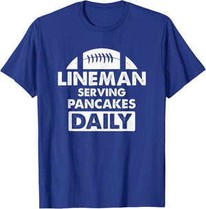 Lineman Serving Pancakes Daily Football Offensive Defensive T-Shirt - T-Shirt | Royal
