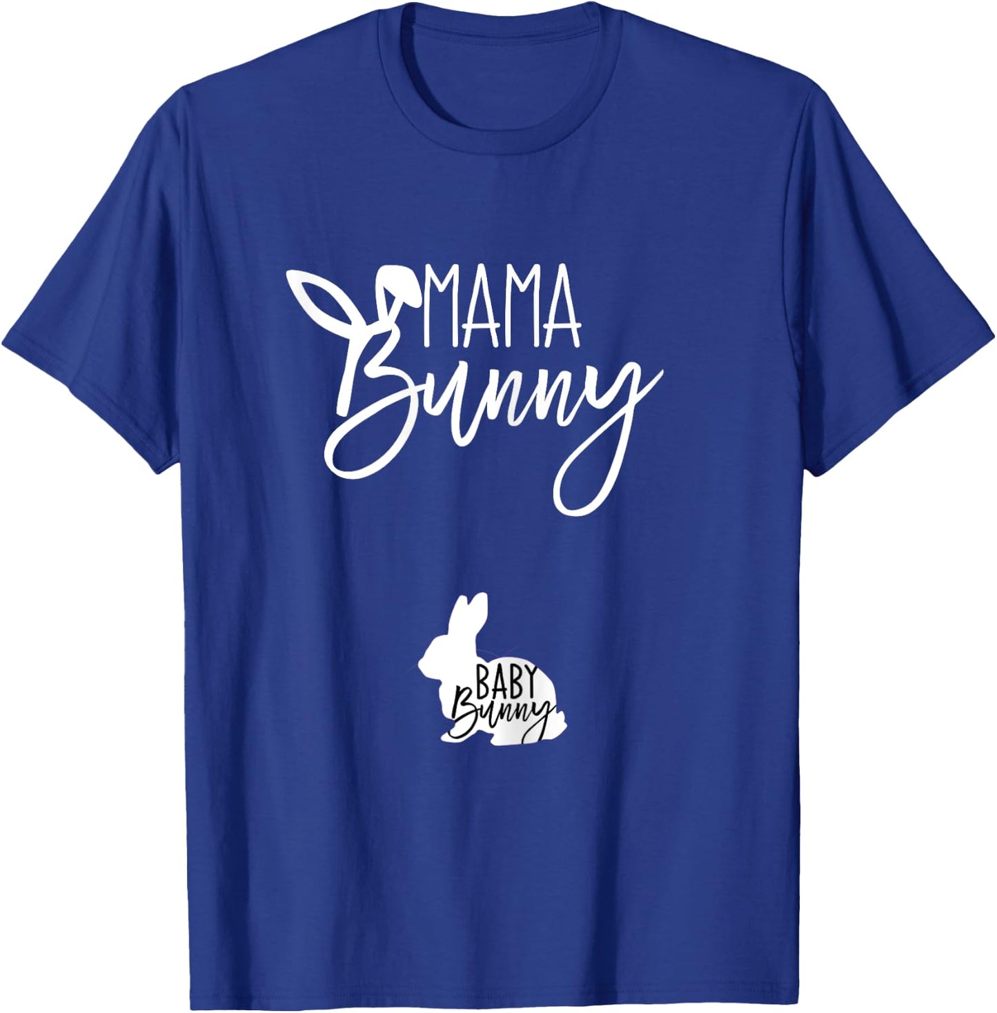 TeylieDesign Women's Pregnant Easter Pregnancy Announcement Mama Bunny Baby Bunny T-Shirt - T-Shirt | Royal