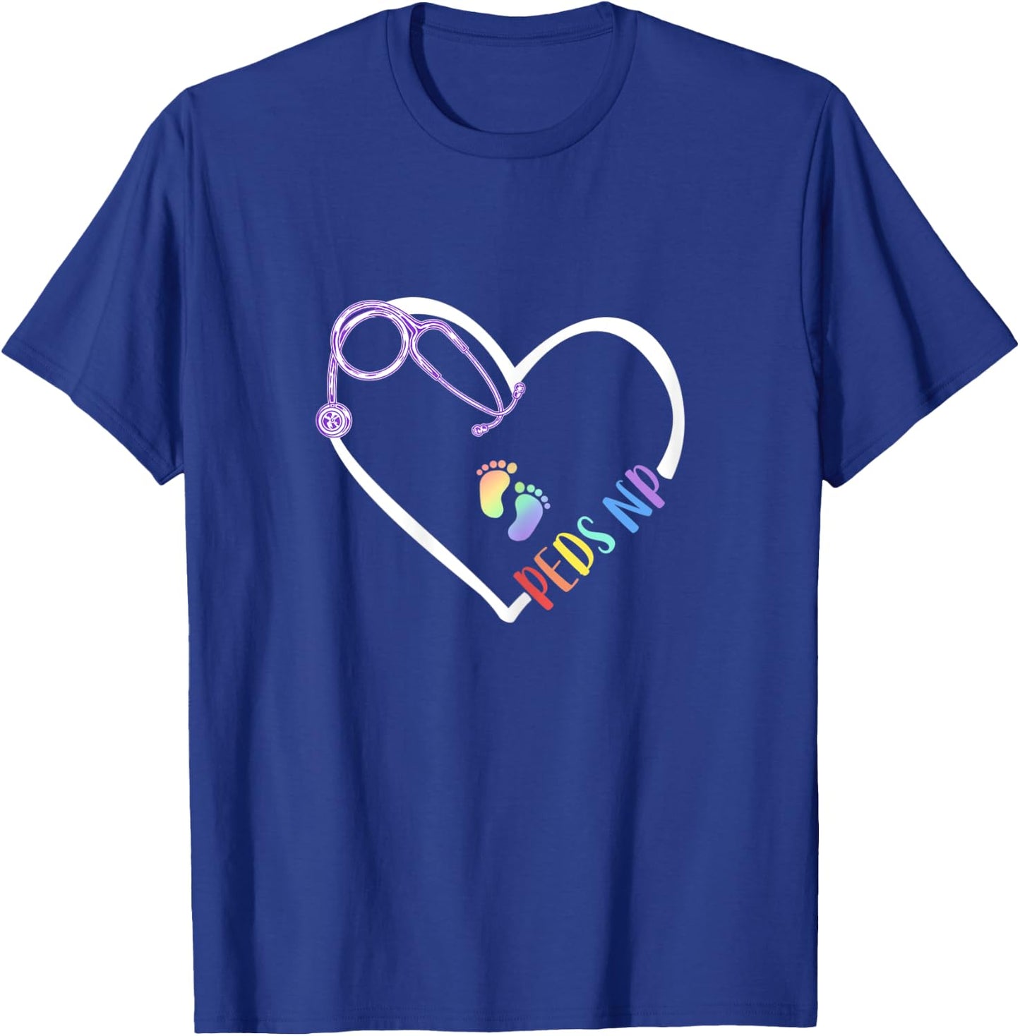 Peds NP Pediatric Nurse Practitioner- Footprints in Heart T-Shirt - T-Shirt | Royal