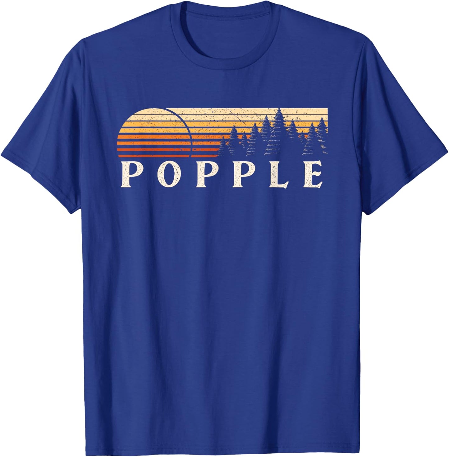 Popple, MI Vintage Evergreen Sunset Eighties Retro T-Shirt - T-Shirt | Royal