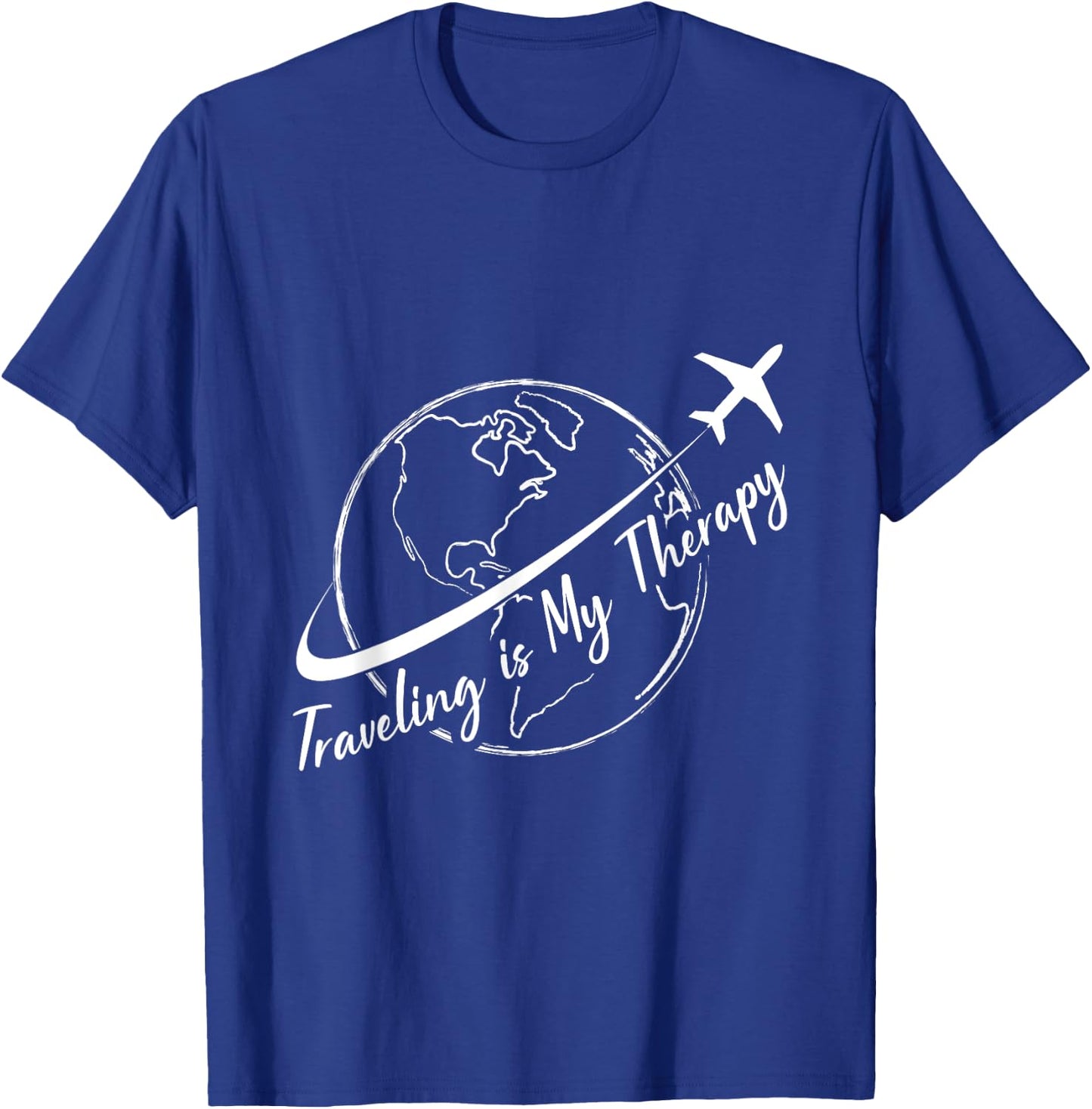 Traveling Lover Travel Cute Traveling Is My Therapy Airplane T-Shirt - T-Shirt | Royal