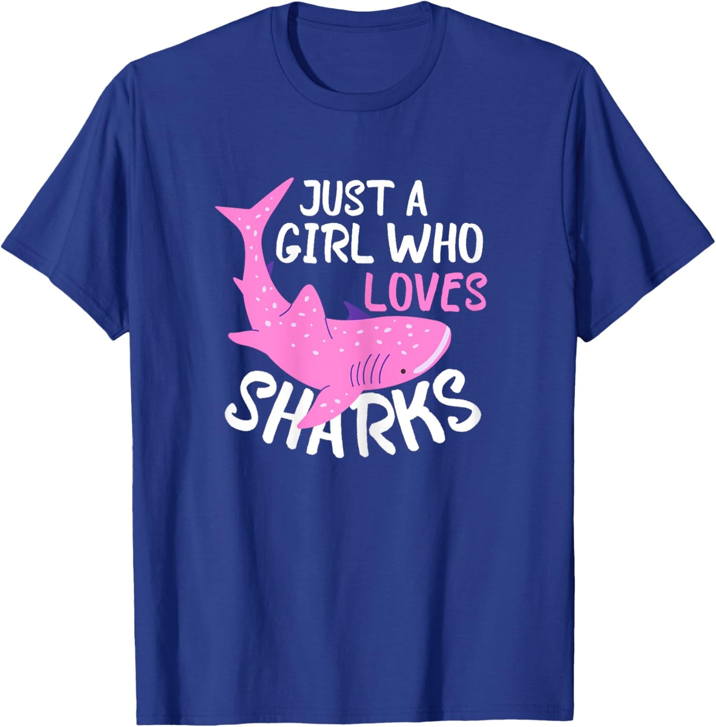 Just A Girl Who Loves Sharks Funny Kids Shark Lover Summer T-Shirt - T-Shirt | Royal