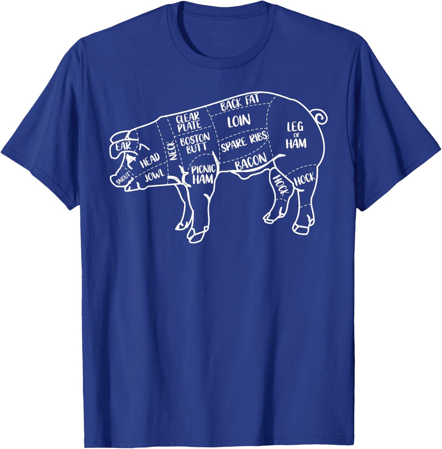 Pig and Pork Diagram design, Butcher design, Bacon gift T-Shirt - T-Shirt | Royal