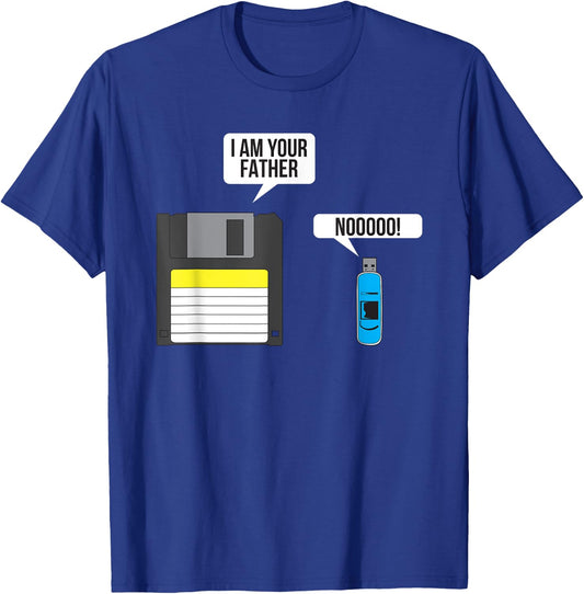 Funny Father Floppy Disk and Son USB Flash Drive Nerdy Gift T-Shirt - T-Shirt | Royal
