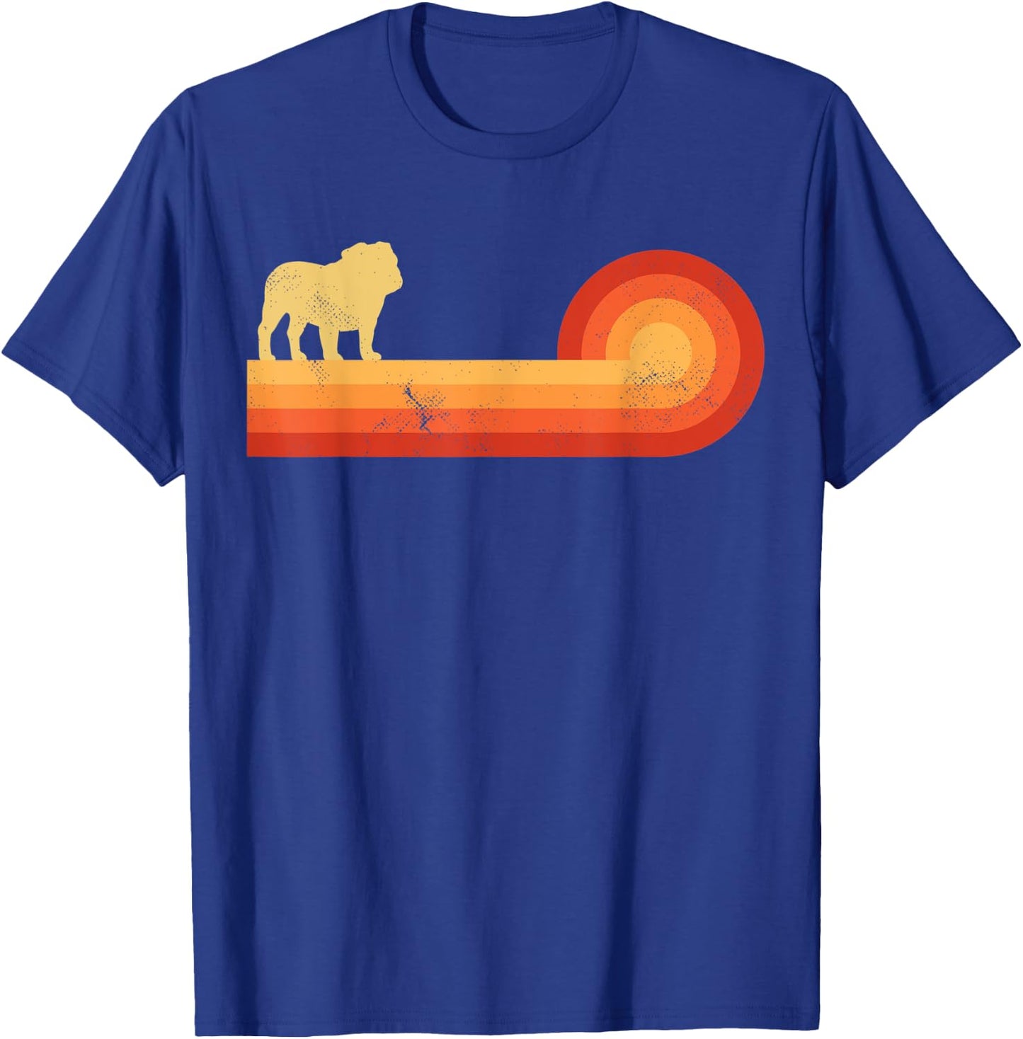 English Bulldog Retro Vintage 60s 70s Sunset Dog Lovers Men T-Shirt - T-Shirt | Royal