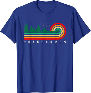 Evergreen Vintage Stripes Petersburg, Iowa T-Shirt - T-Shirt | Royal