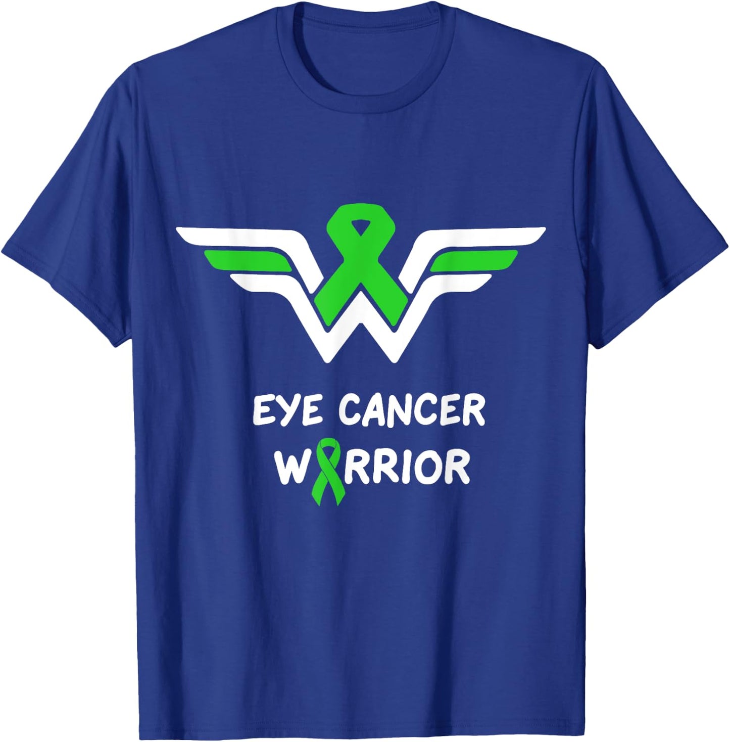 Eye Cancer Awareness Warrior Support Green Ribbon Gifts T-Shirt - T-Shirt | Royal