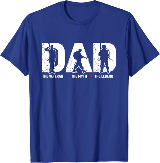 Veteran Dad The Myth Legend Cool Father's Day Military Gifts T-Shirt - T-Shirt | Royal