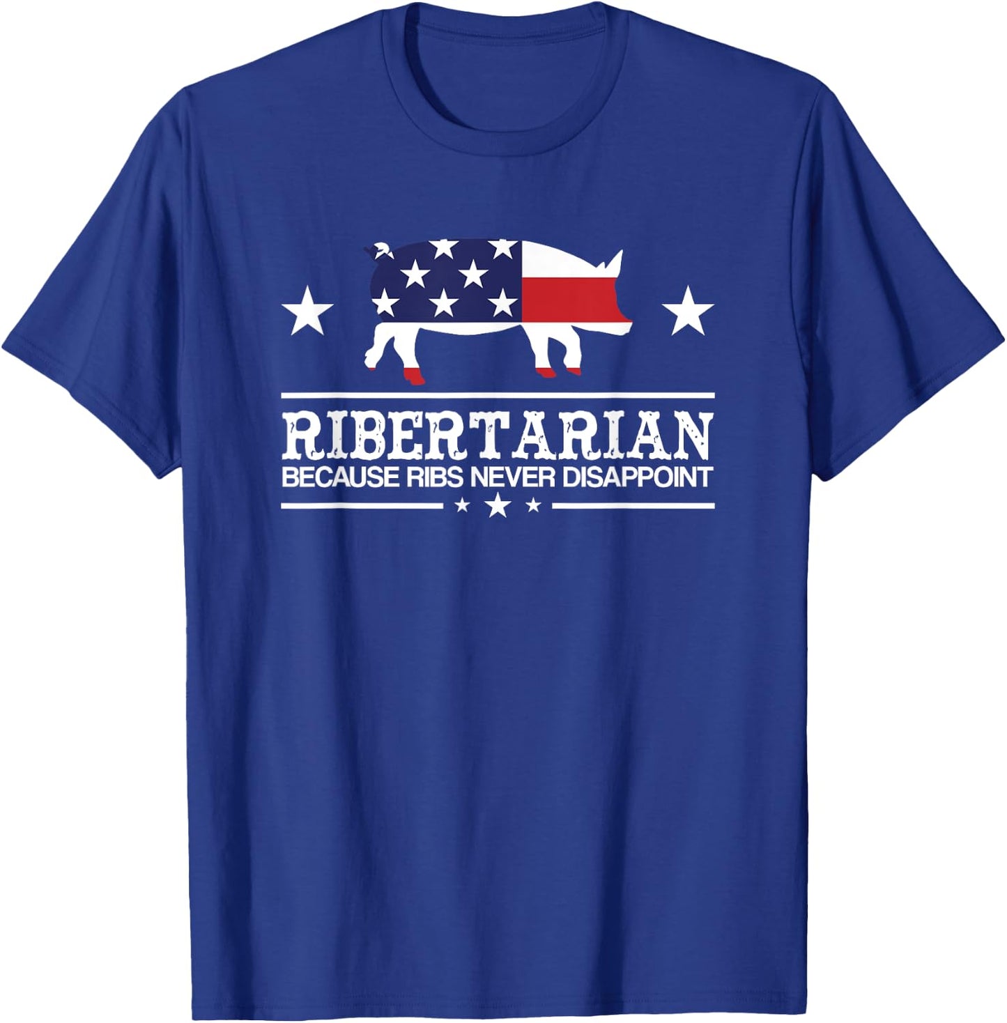 Ribertarian Ribs Pig Patriot Grilling Funny BBQ Smoker Grill T-Shirt - T-Shirt | Royal