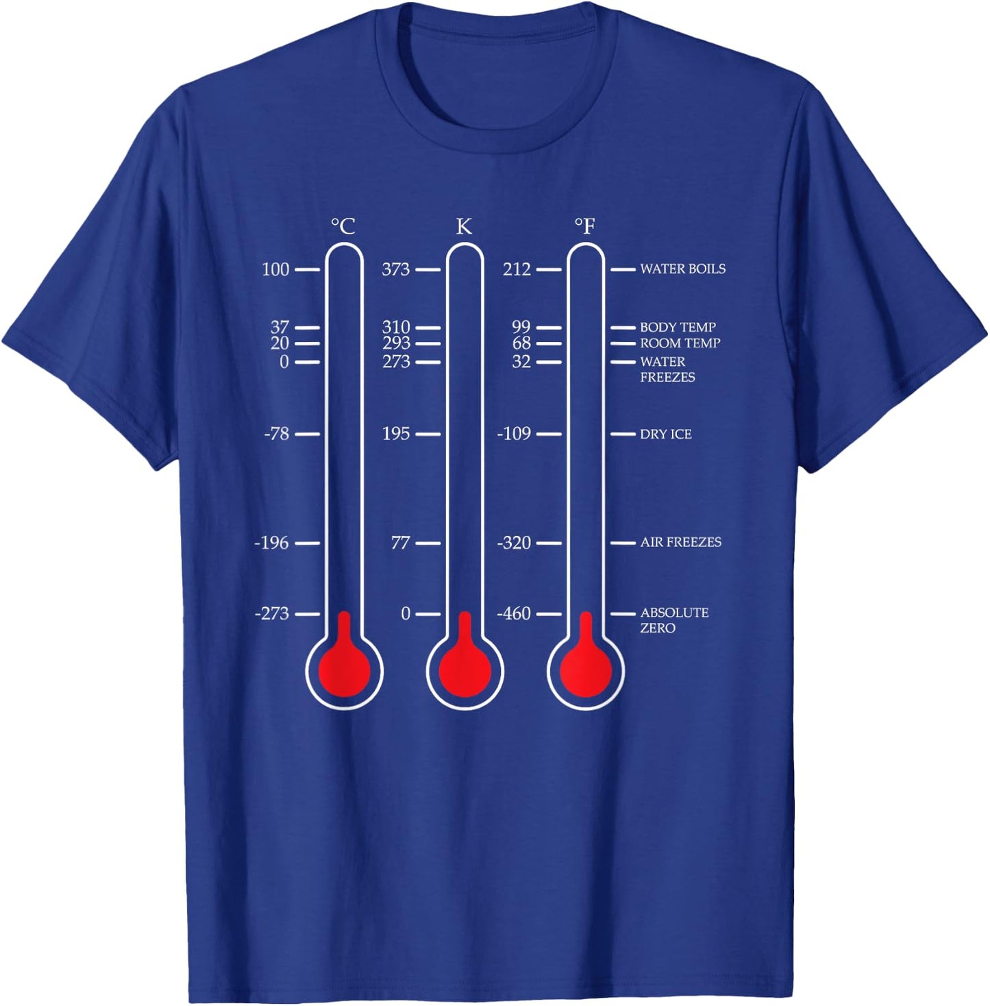 Absolute temperature zero science Celsius Kelvin T-Shirt - T-Shirt | Royal