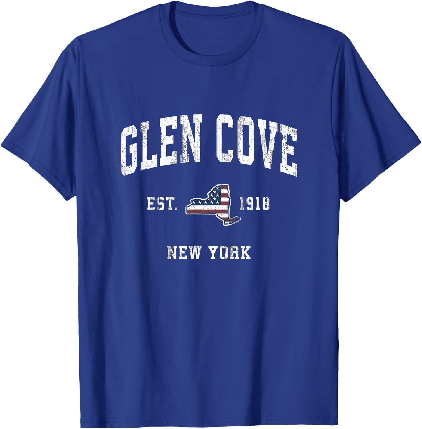 Glen Cove New York NY Vintage American Flag Sports Design Women Kids Men T-Shirt - T-Shirt | Royal