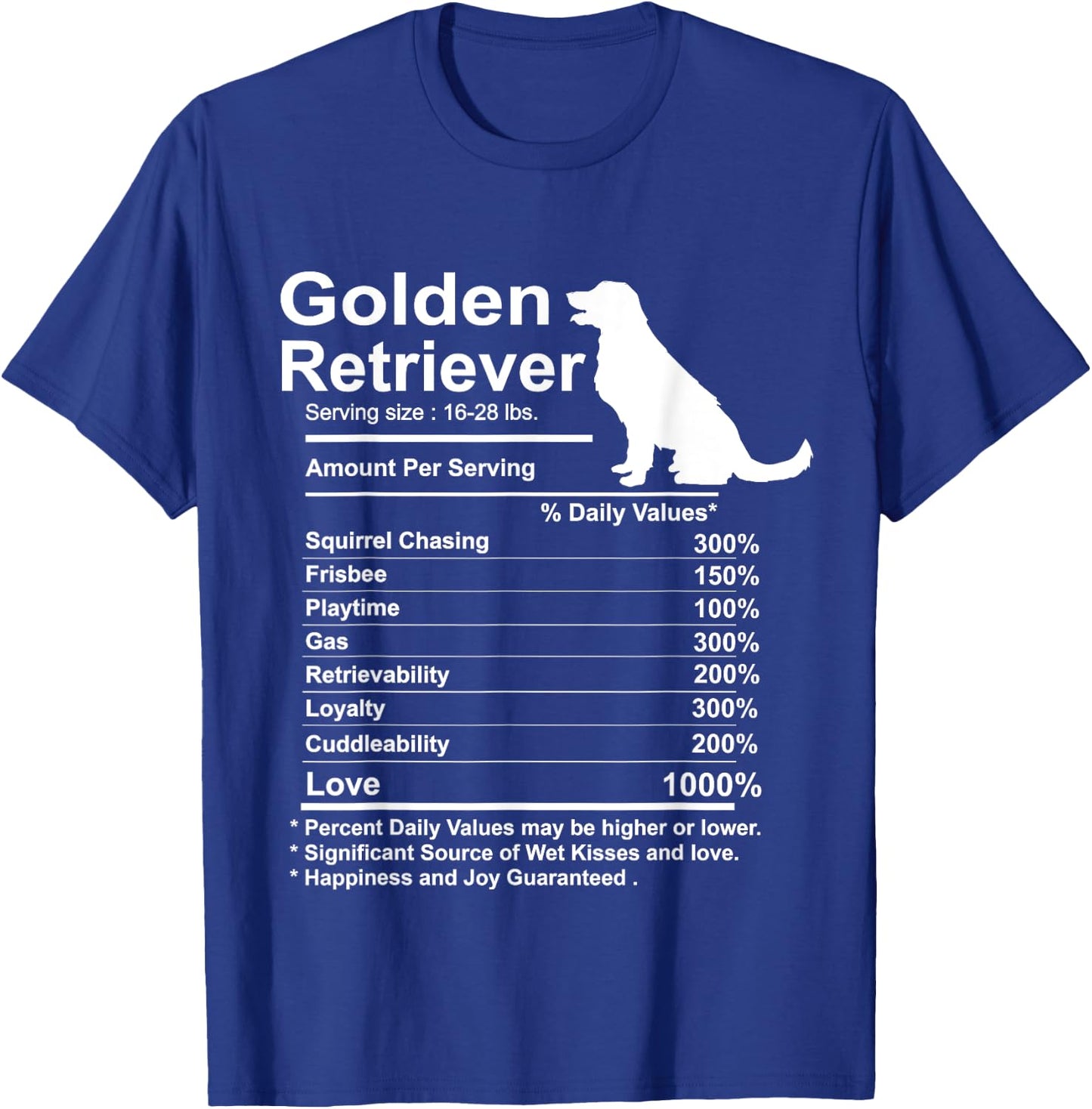 Funny Golden Retriever Facts Nutrition Gift Mother T-Shirt - T-Shirt | Royal