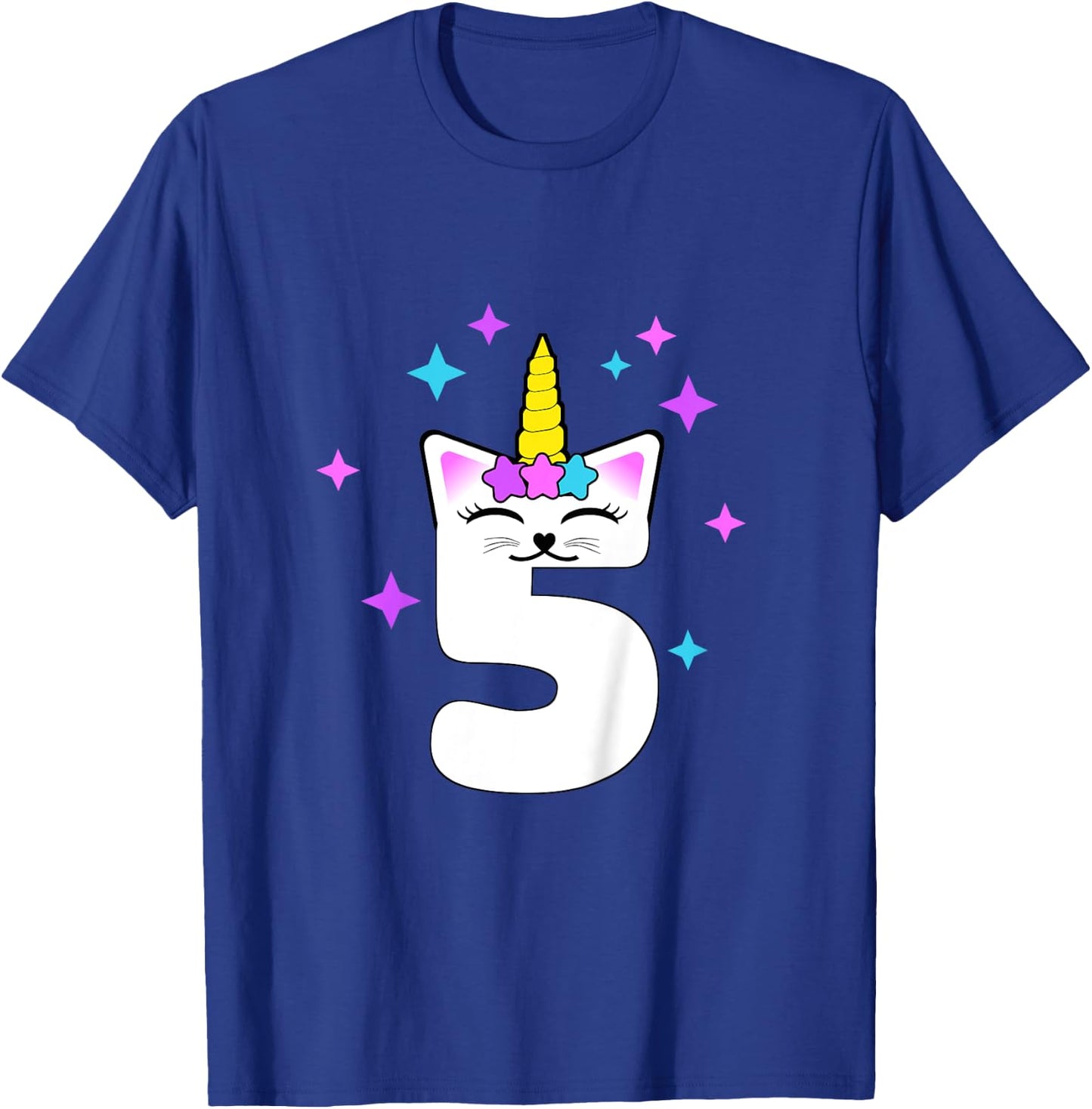 5 Year Old Cat Unicorn Caticorn 5th Birthday Party Girls T-Shirt - T-Shirt | Royal