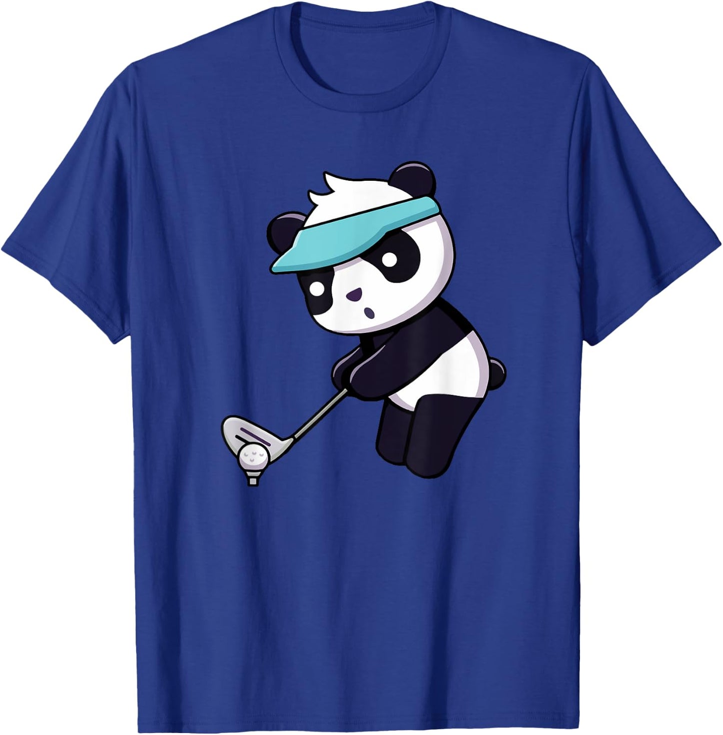 Panda Playing Golf Funny Animal Golfer Panda Bear Golfing T-Shirt - T-Shirt | Royal