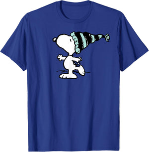 Peanuts Snoopy Holiday Winter Hat T-Shirt - T-Shirt | Royal