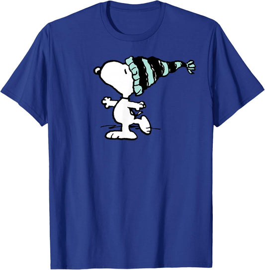 Peanuts Snoopy Holiday Winter Hat T-Shirt - T-Shirt | Royal