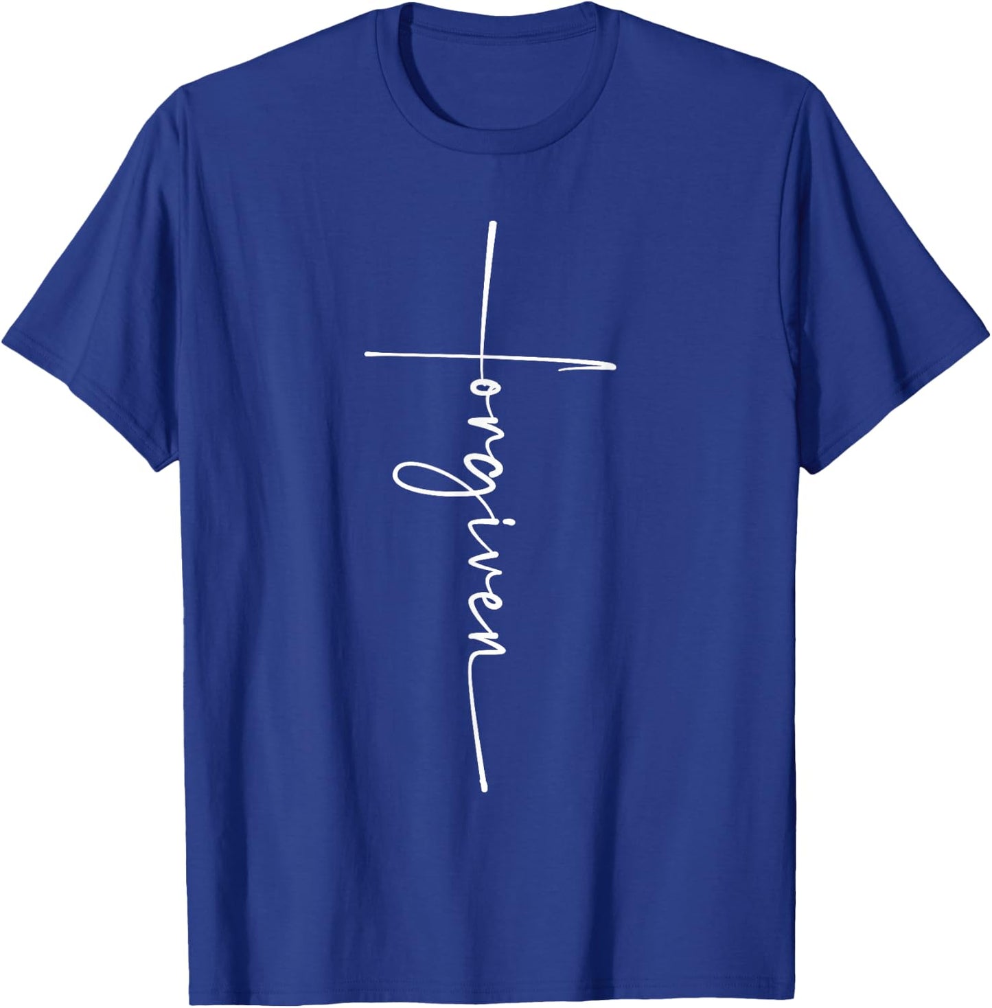 Forgiven Christian Cross Graphic T-Shirt - T-Shirt | Royal