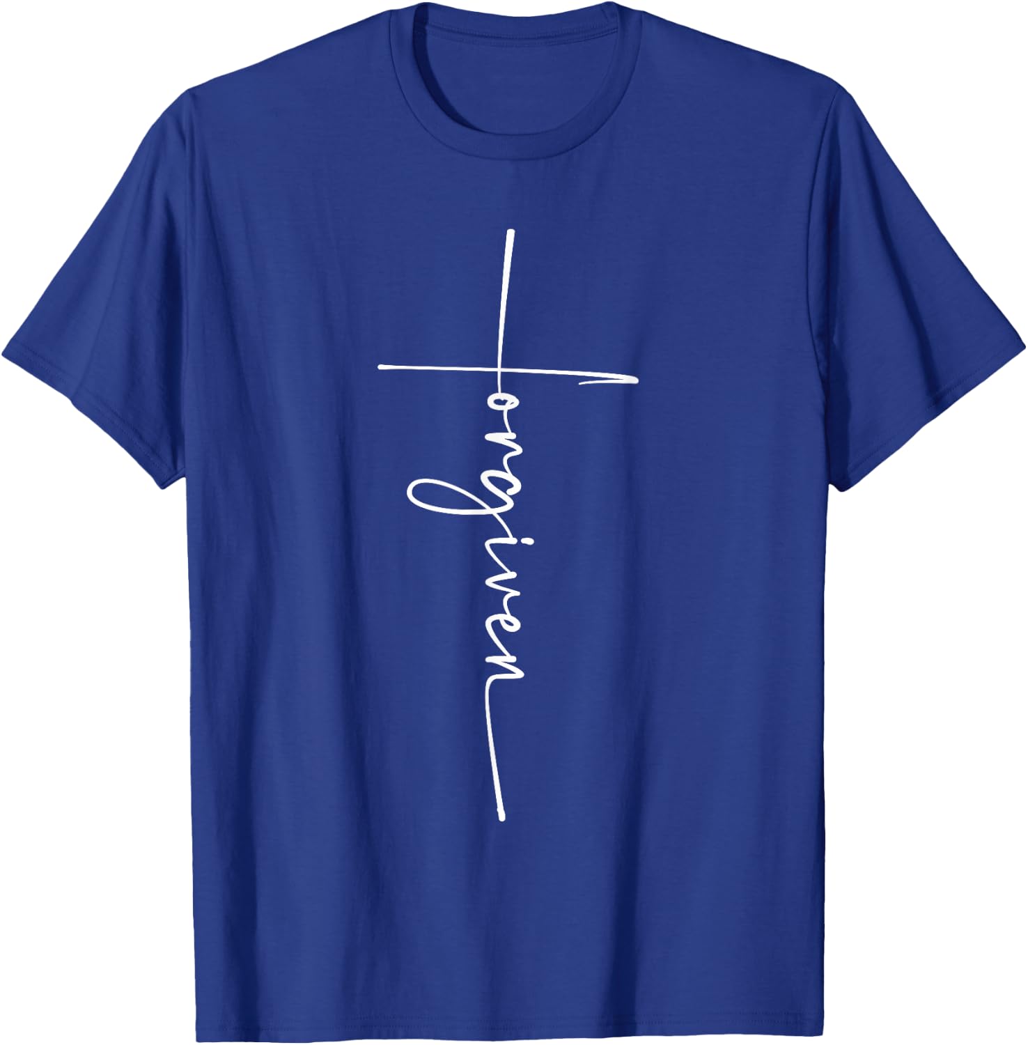 Forgiven Christian Cross Graphic T-Shirt - T-Shirt | Royal