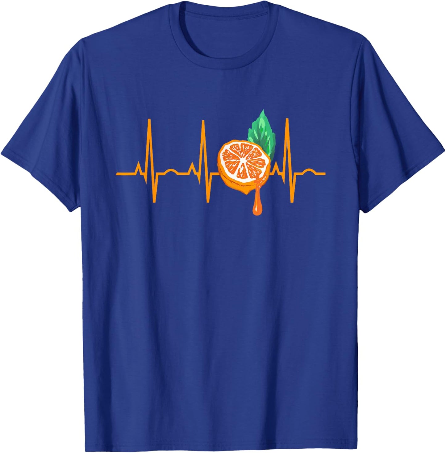 Orange Juice Heartbeat Funny EKG Citrus Gift Men Women Kids T-Shirt - T-Shirt | Royal