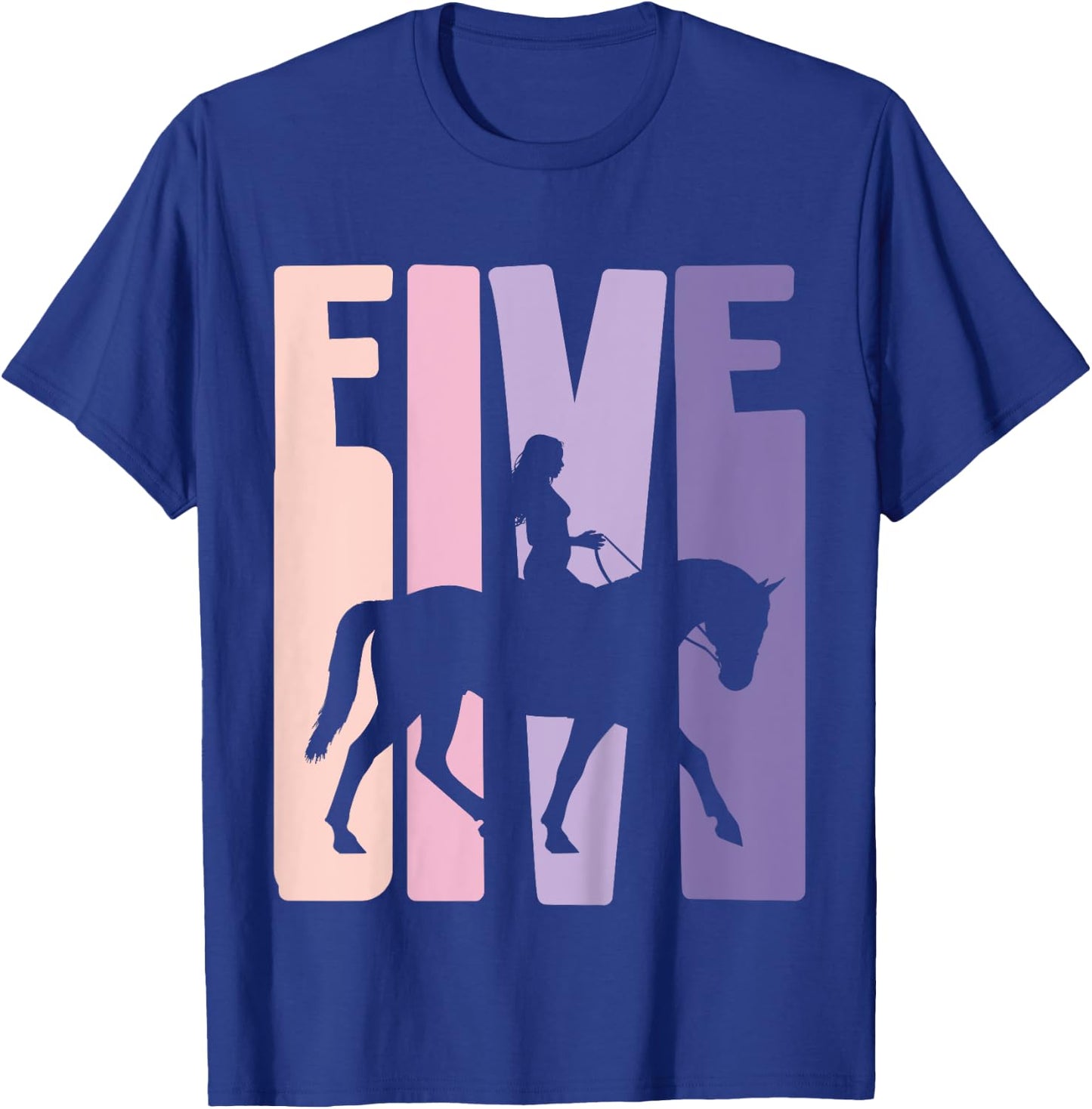 5th Birthday Gift Horse Rider Fan 5 Years Girls T-Shirt - T-Shirt | Royal