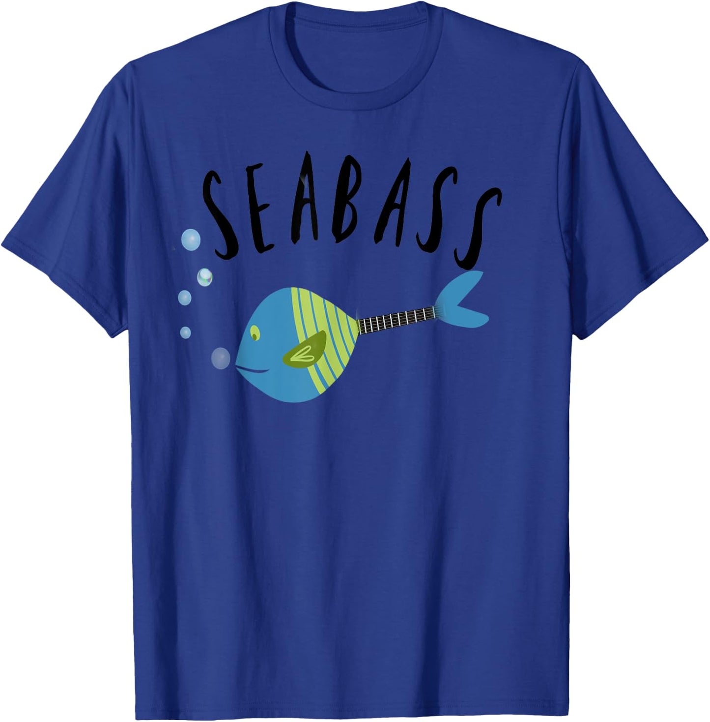 Funny Seabass fishing music guitar student teacher gift Men Women Girls Kids T-Shirt - T-Shirt | Royal