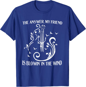 The Answer My Friend Is Blowing In The Wind Guitar Birds T-Shirt - T-Shirt | Royal