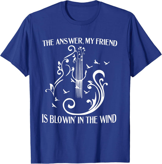 The Answer My Friend Is Blowing In The Wind Guitar Birds T-Shirt - T-Shirt | Royal