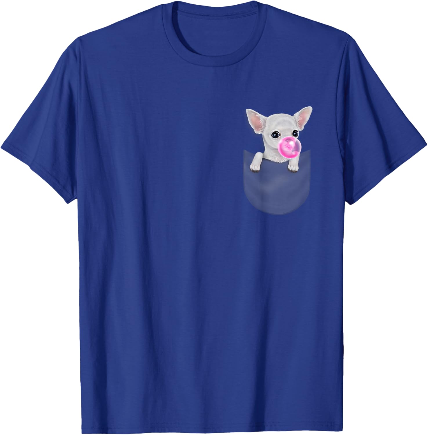 White Chihuahua Dog in Pocket with Bubble Gum T-Shirt - T-Shirt | Royal