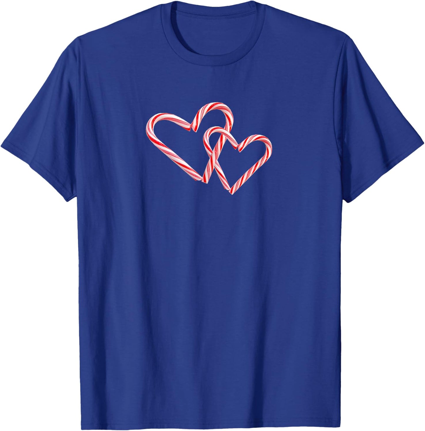 Peppermint Candy Cane Interlocking Hearts Christmas Holiday T-Shirt - T-Shirt | Royal