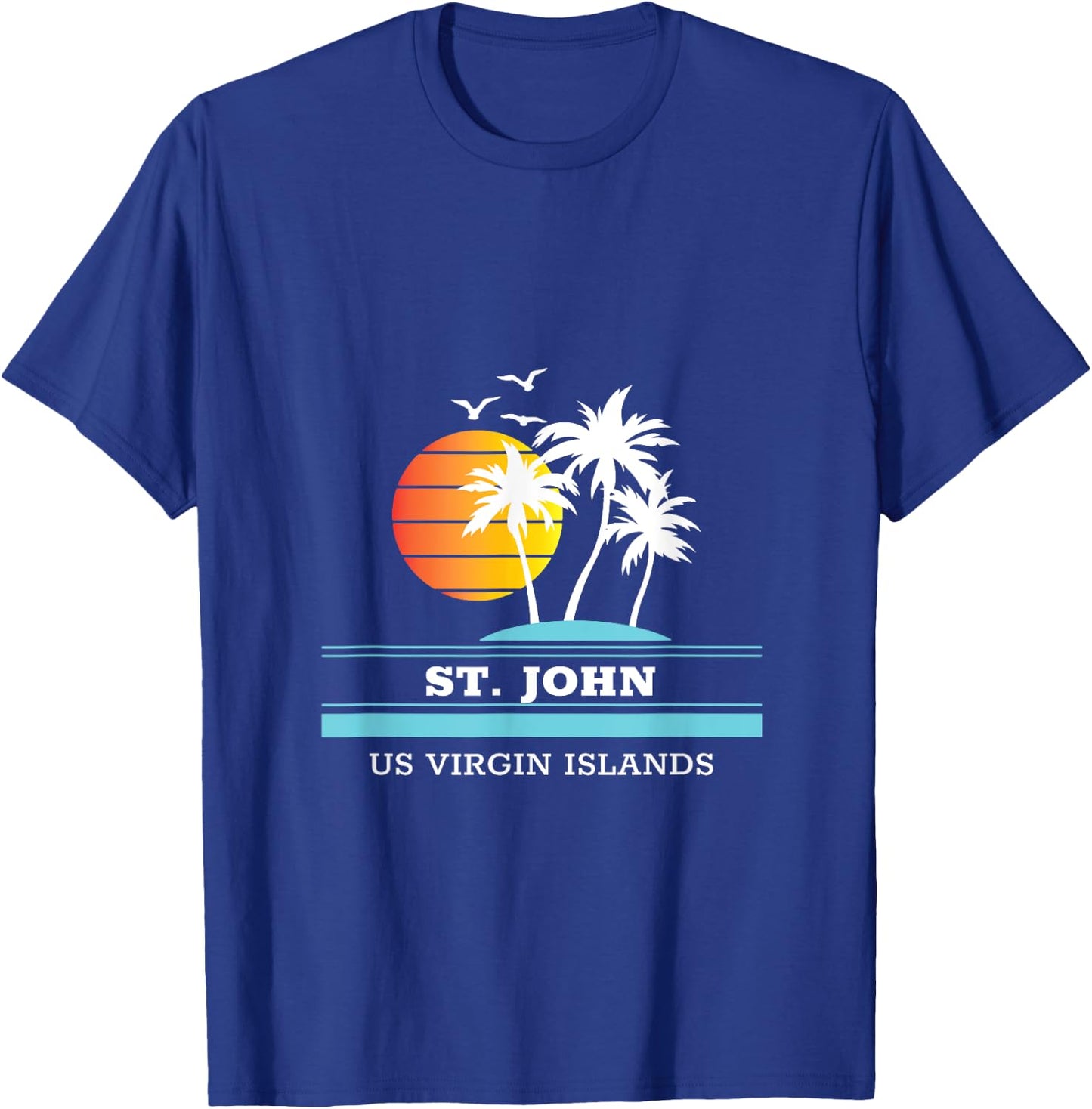 St. John Sunset Original Virgin Islands Beach Novelty Art T-Shirt - T-Shirt | Royal