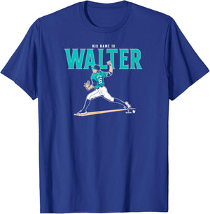 Logan Gilbert - His Name is Walter - Seattle Baseball T-Shirt - T-Shirt | Royal