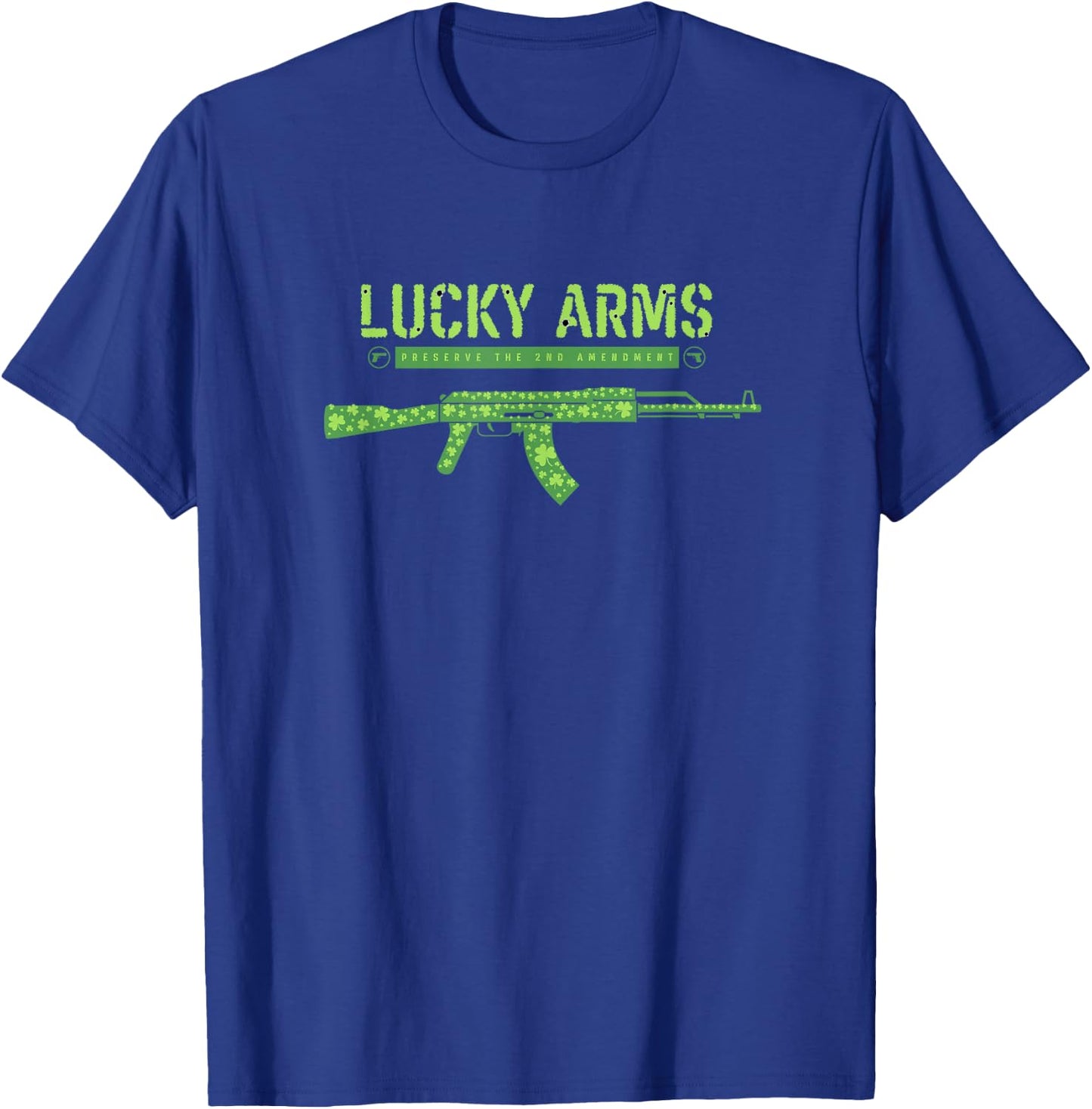 Lucky Arms Shamrock St. Patrick's Day 2nd Amendment T-Shirt - T-Shirt | Royal