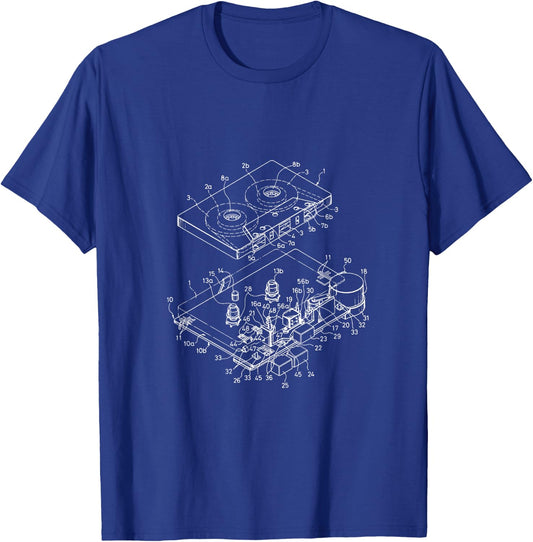 Cassette Tapes Mixtapes Drawing Schematic, 1980s Costume T-Shirt - T-Shirt | Royal