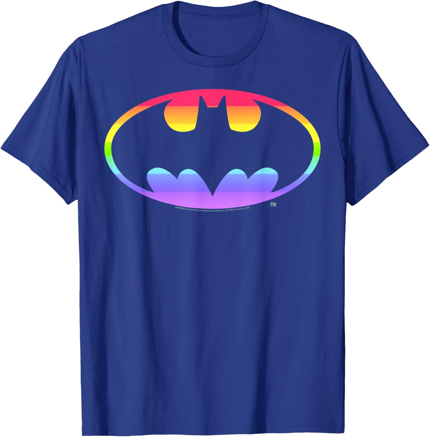 DC Comics Pride Batman Rainbow Gradient Logo Small T-Shirt - T-Shirt | Royal