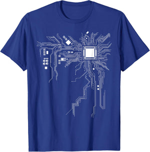 Funny Computer Geek Nerd Gift Cool Computer Core Circuit T-Shirt - T-Shirt | Royal