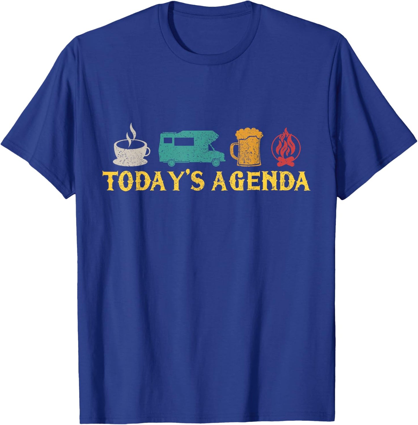 Motorhome, Camping, Road Trip, Coffee, Beer, Vintage T-Shirt - T-Shirt | Royal