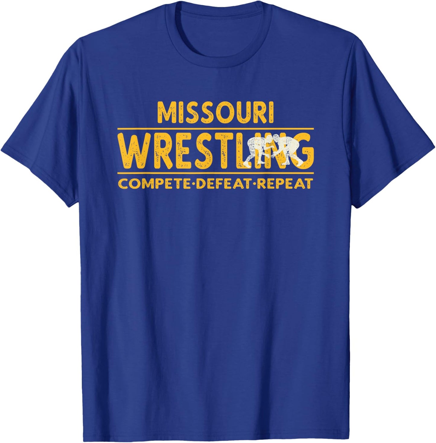 Missouri Wrestling - Compete, Defeat, Repeat T-Shirt - T-Shirt | Royal