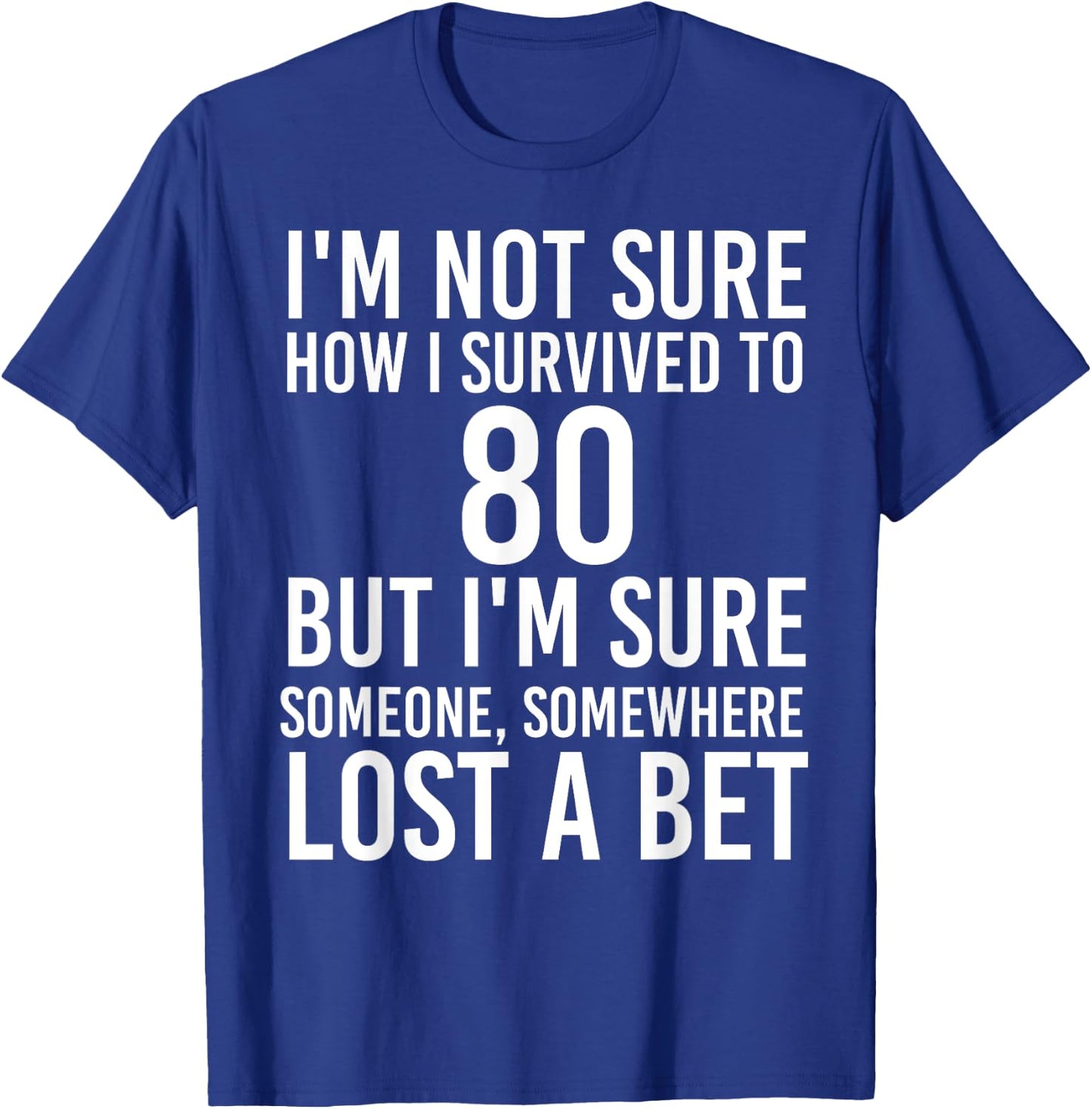 Funny 80th Birthday 80 Years Old Happy Bday Men Women Gift T-Shirt - T-Shirt | Royal